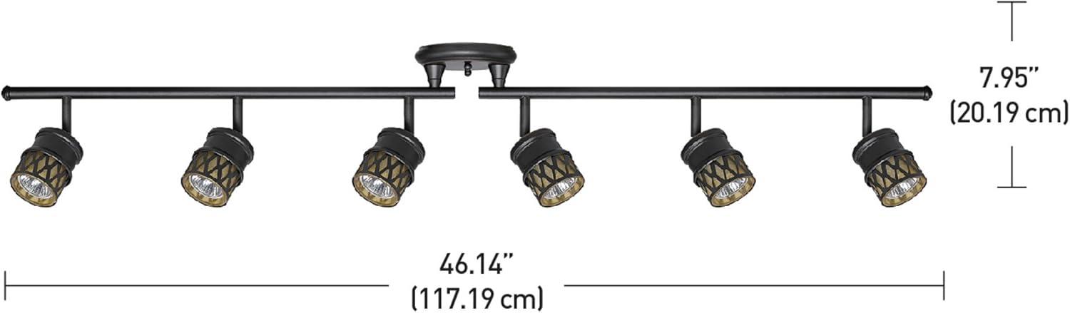 Kearney 46'' Oil Rubbed Bronze 6-Light Adjustable Track Lighting with Champagne Glass Shades