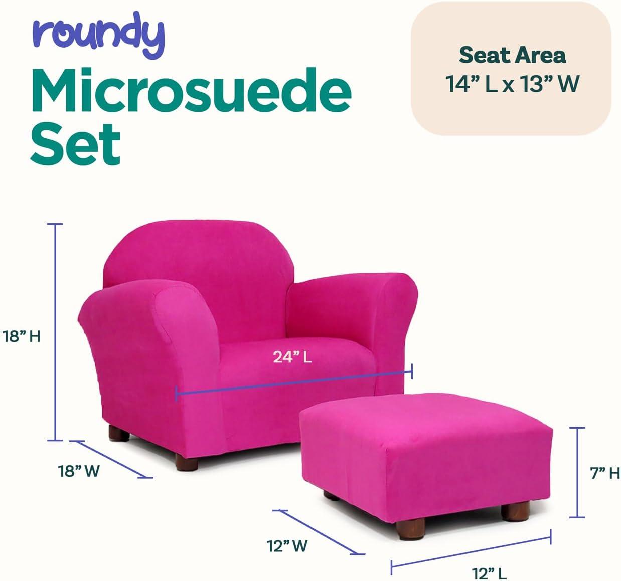 Keet Keet Roundy Chair Microsuede with ottoman Hot Pink