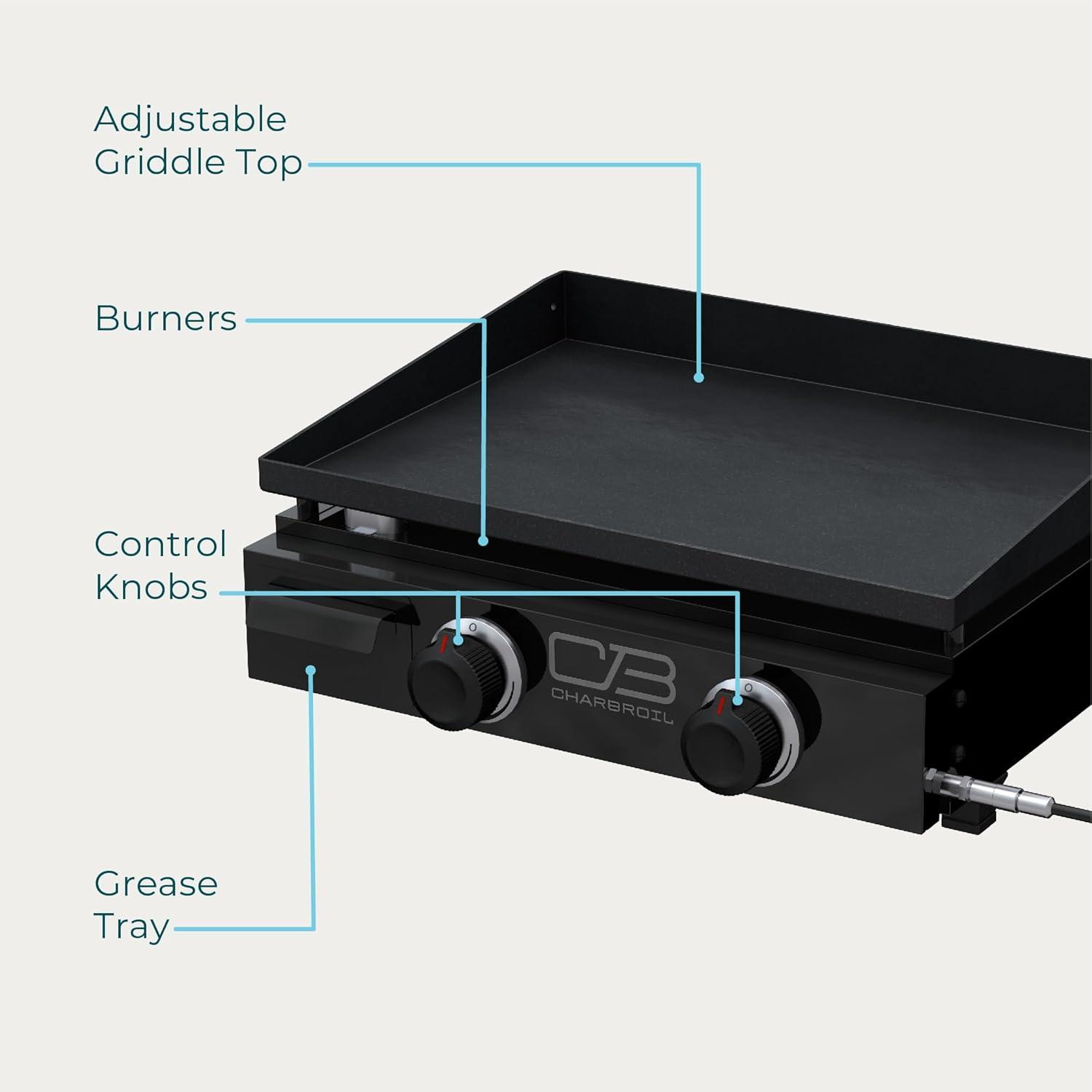 Charbroil Performance Series 22" 2-Burner Portable Flat Top Gas Griddle