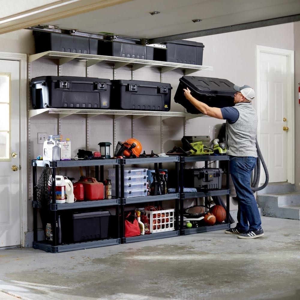 Plano 4-Tier Black Heavy-Duty Plastic Storage Shelves