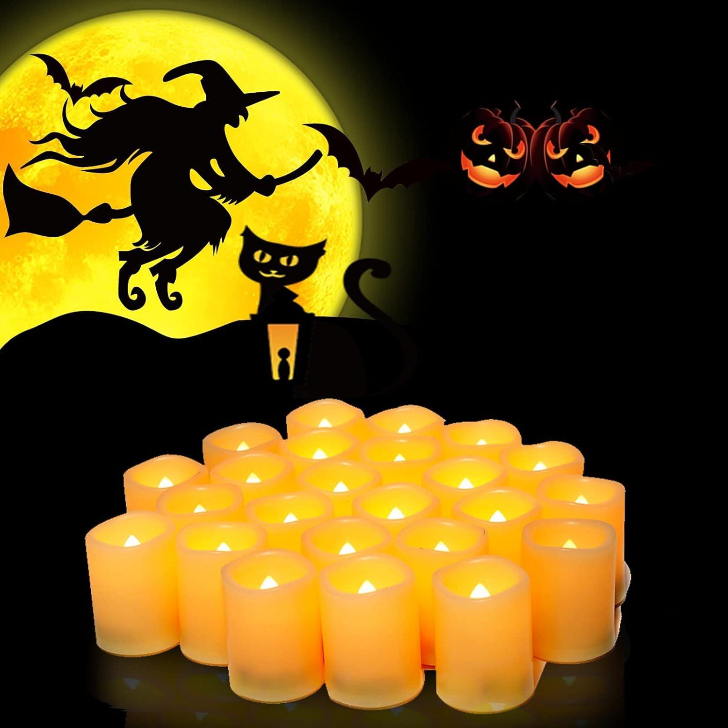 CANDLE IDEA 24 PCS LED Flameless Flickering Tea Lights Votive Candle Battery Operated/Electric Flicker LED Tealight Bulk Fake Candles for Halloween Christmas Wedding Party Decorations (Warm White)