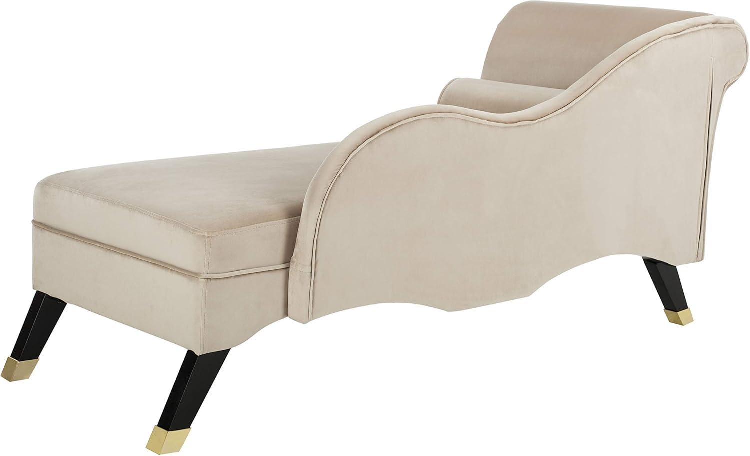 SAFAVIEH Caiden Retro Chic Velvet Chaise with Pillow, Tan/Espresso