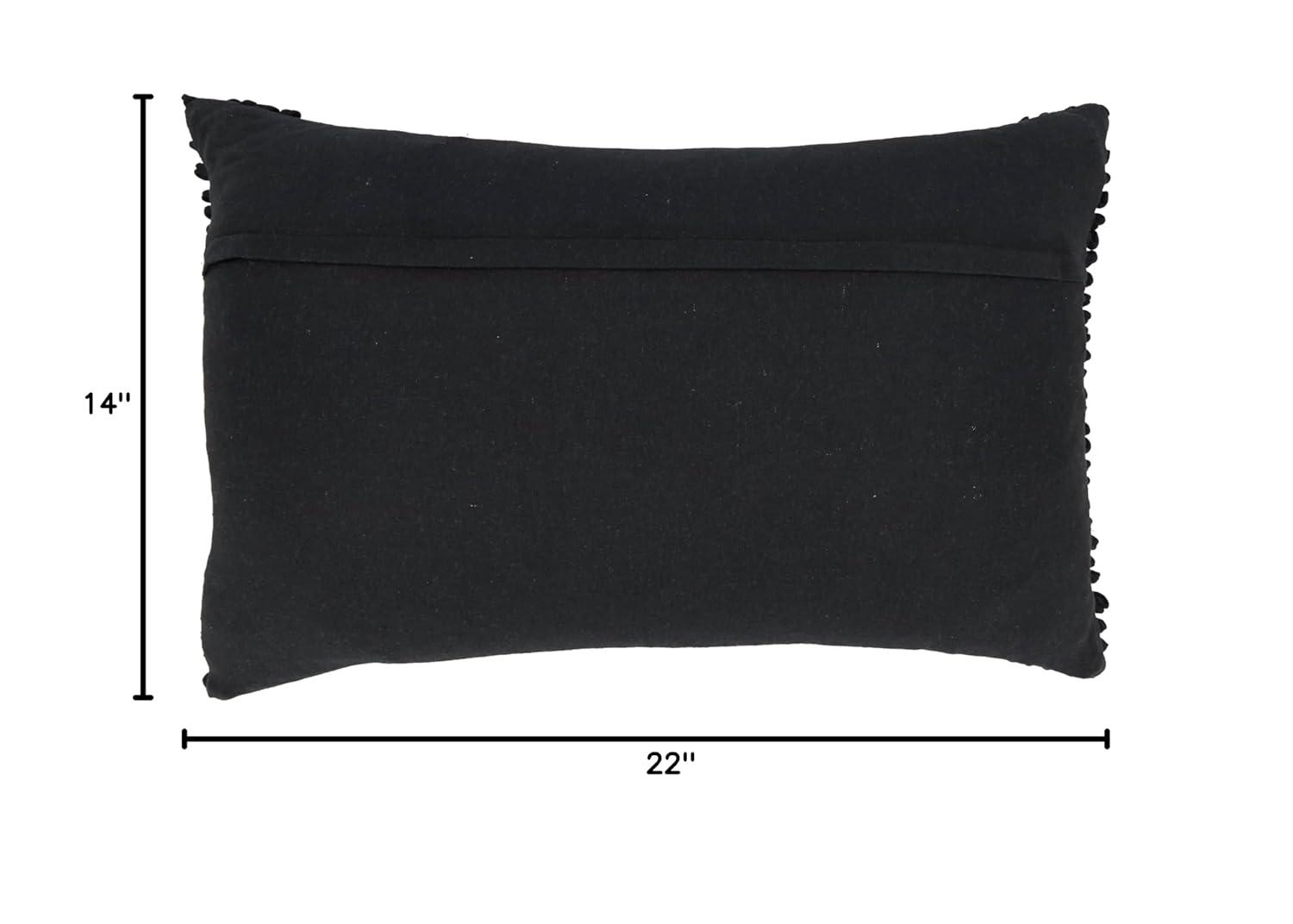 Saro Lifestyle Textured Woven Diamond Down Filled Throw Pillow, Black, 14"x22"