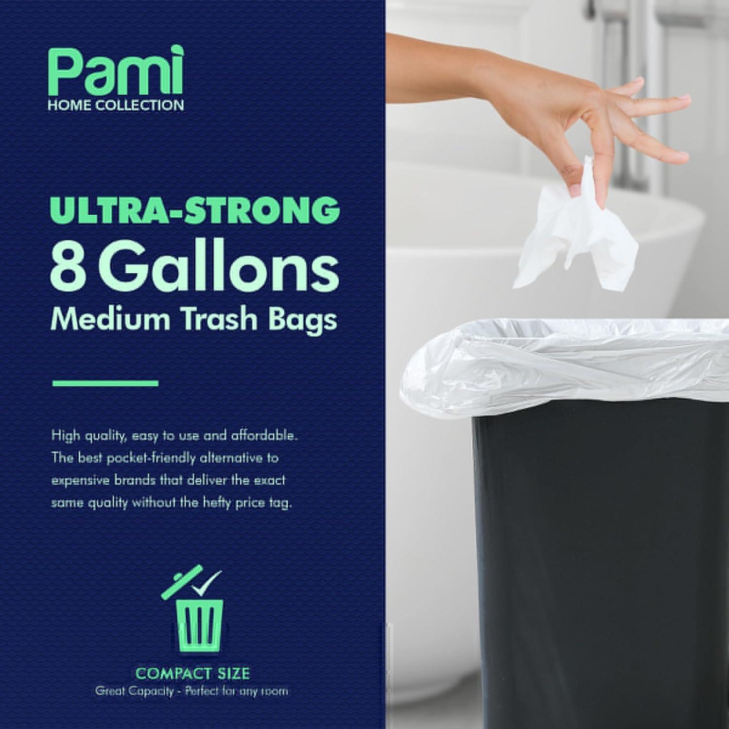 PAMI Small Trash Bags Strong Multipurpose Trash Can Plastic Garbage Bags, 4 gal White 100-Pack