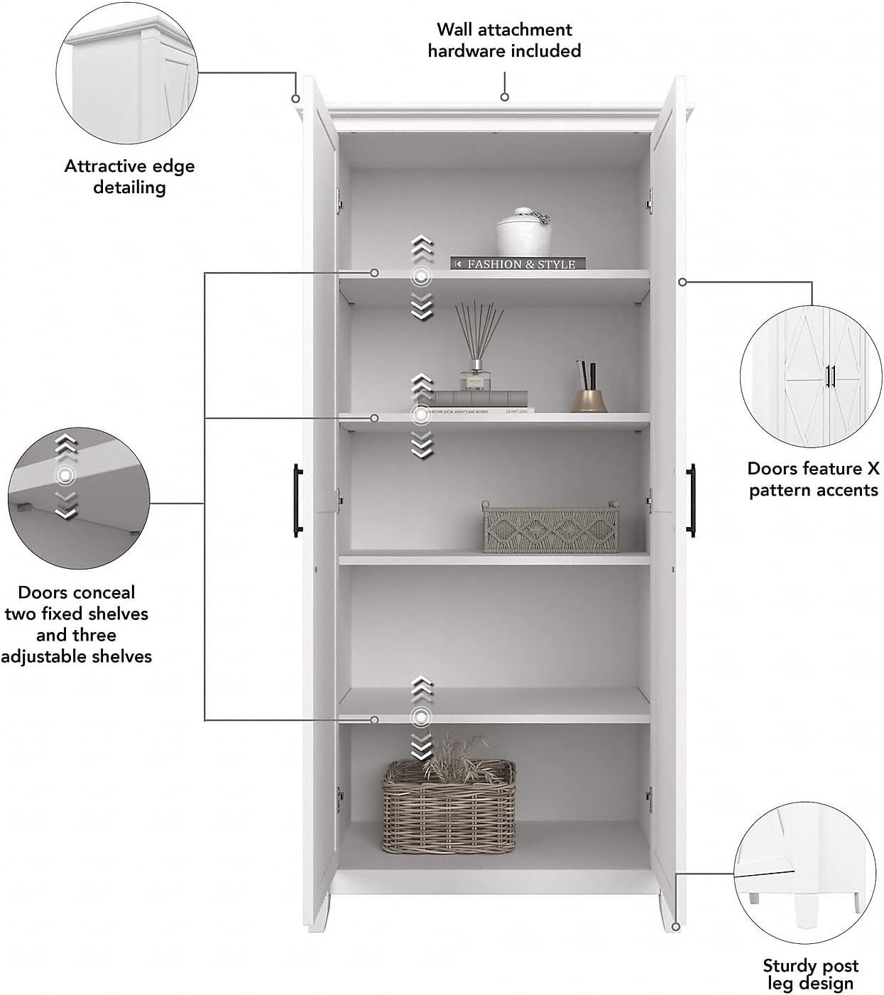 Key West Tall Storage Cabinet with Doors in Pure White Oak - Engineered Wood