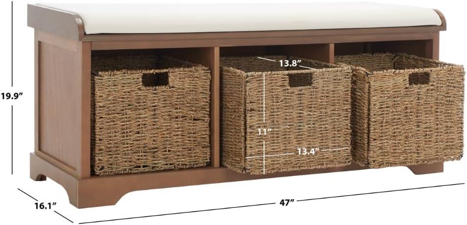 Lonan Wicker Storage Bench - Washed Natural Pine - Safavieh