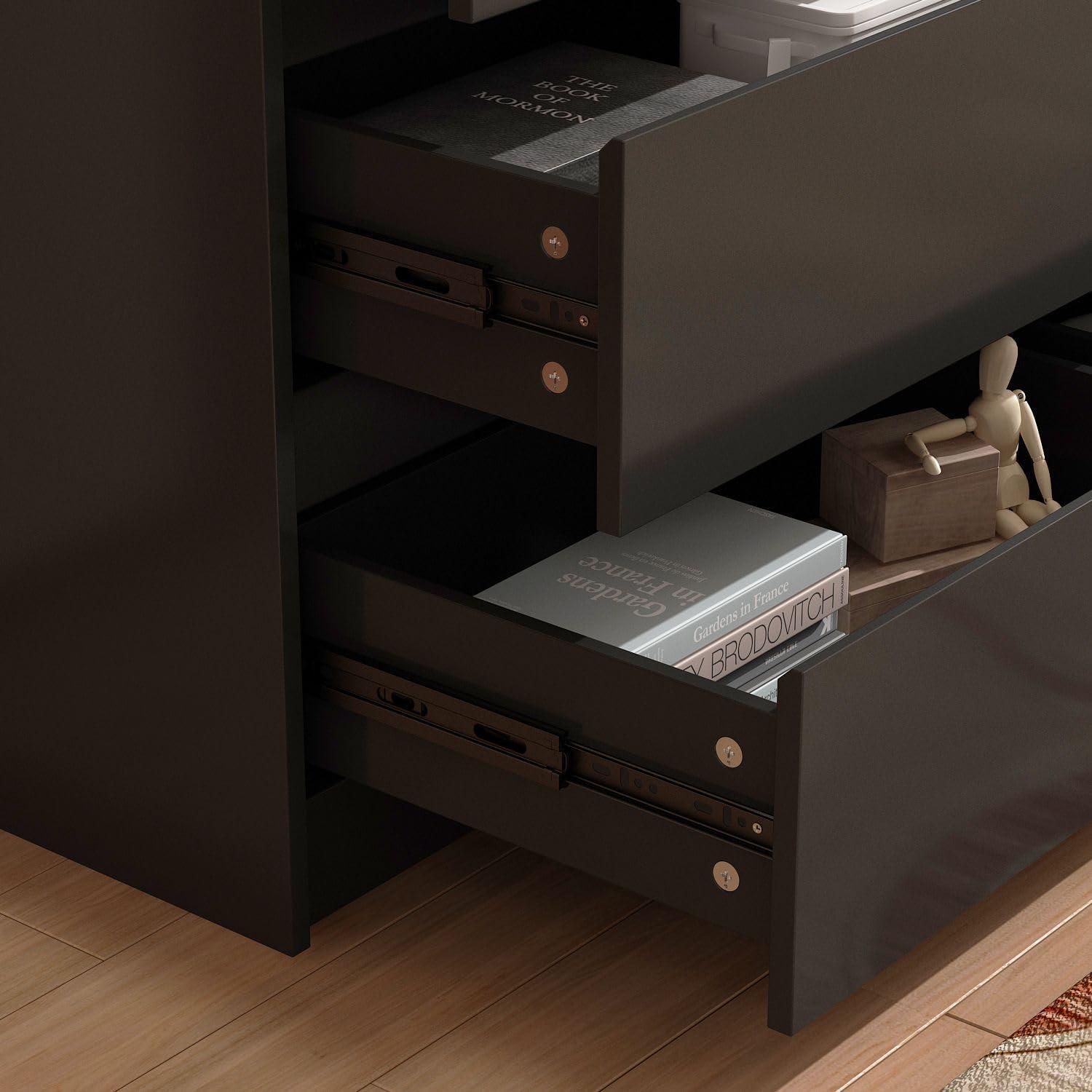 FAMAPY Chest of Drawers Dresser No Handles, 6 Drawer Dresser with Wide Storage, Modern Contemporary 6-Drawer Chest, for Bedroom Black (59”W x 15.7”D x 32.3”H)