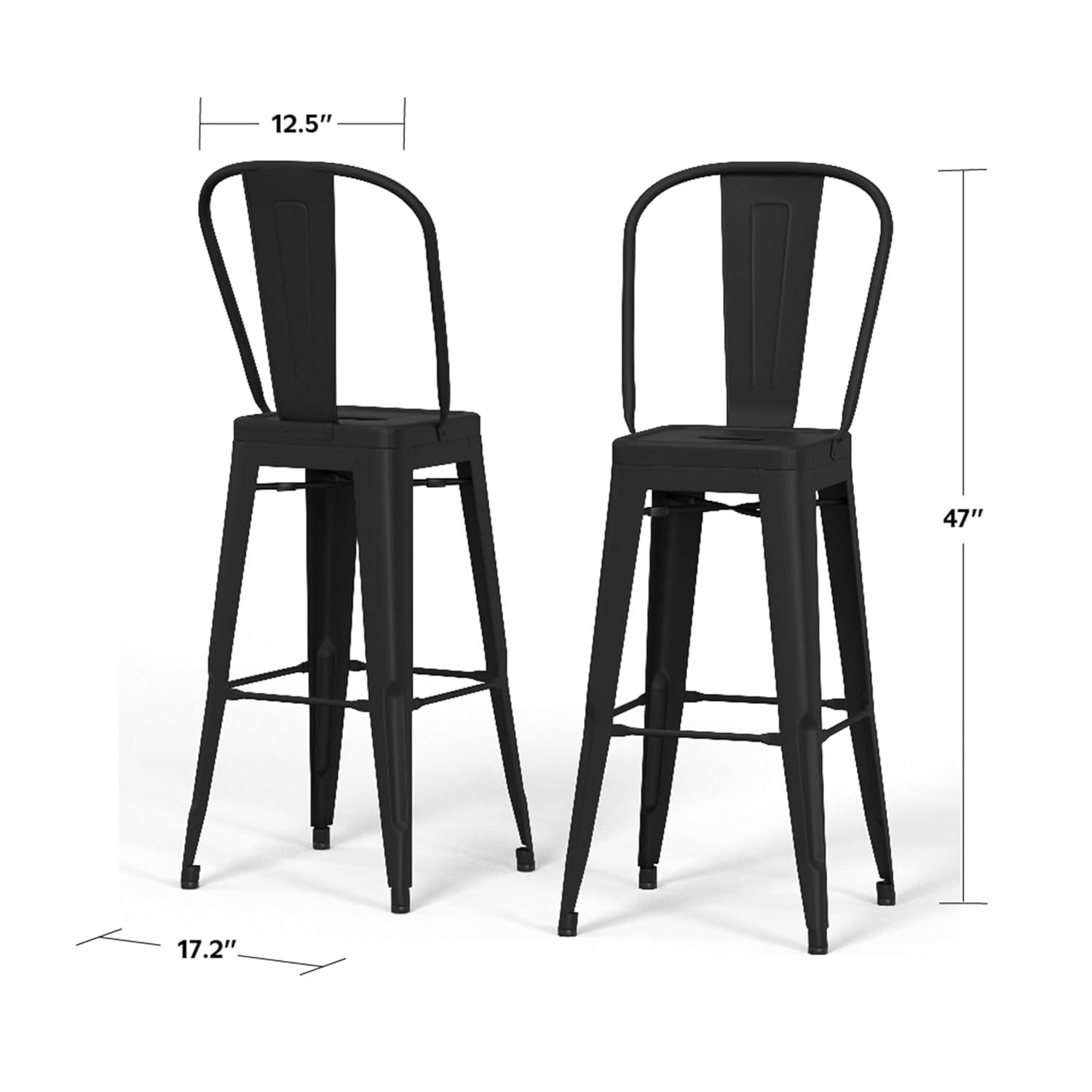 Simpli Home Fletcher Counter Stool with Metal Frame (Set of 2)