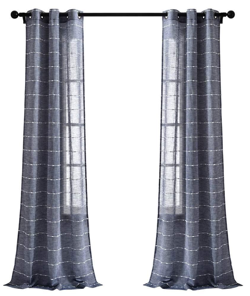 Lush Decor Farmhouse Textured Sheer Polyester Sheer Curtain Pair (Set of 2)
