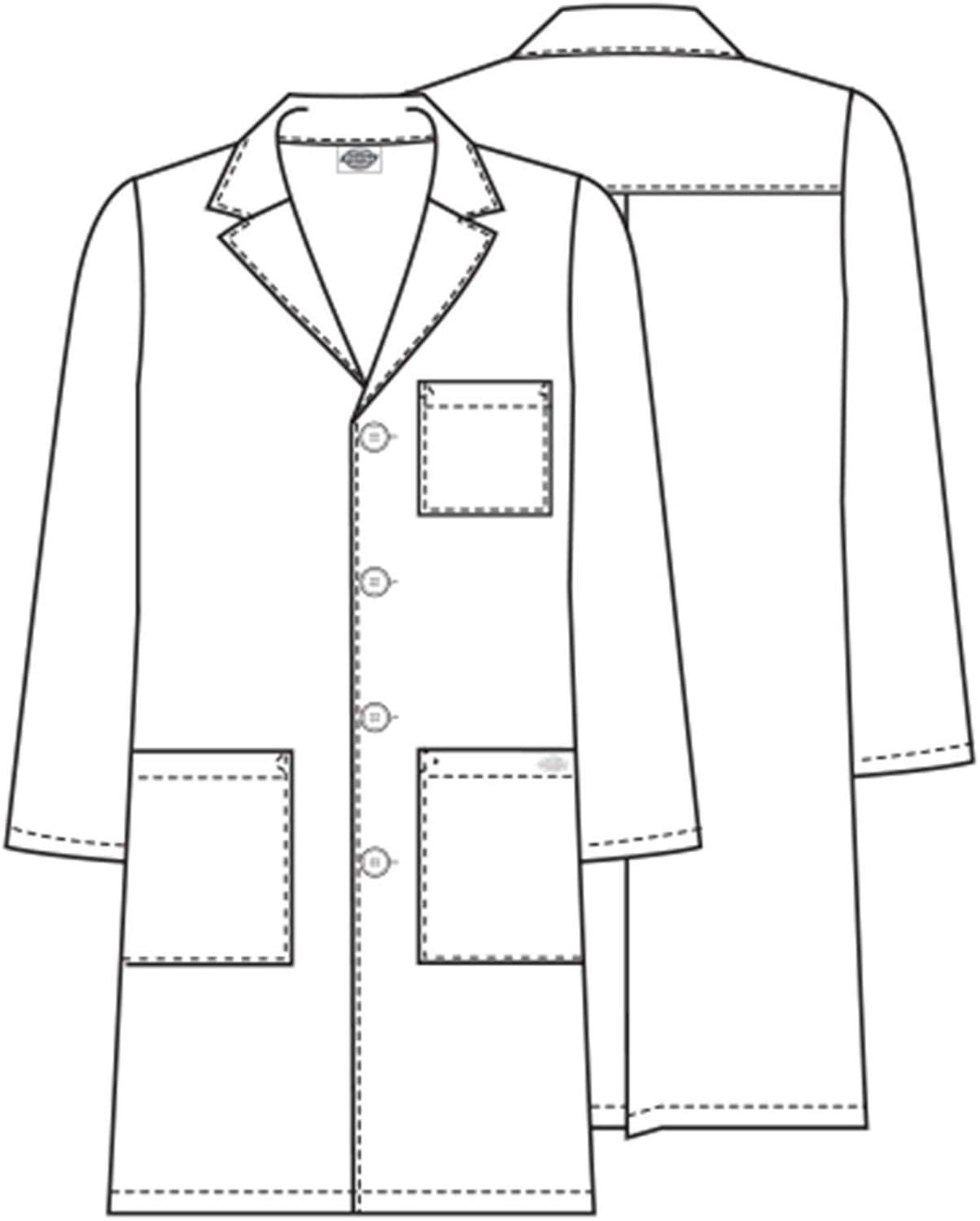 Dickies Lab Coat for Men and Women 40" Button Front Closure Unisex Lab Coat with 3 Pockets - 83403