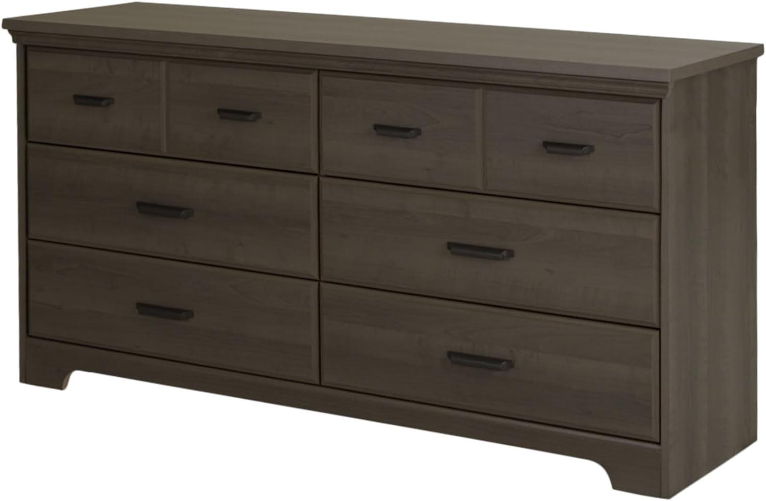 Cottage Charm Gray Maple 6-Drawer Double Dresser with Soft Close