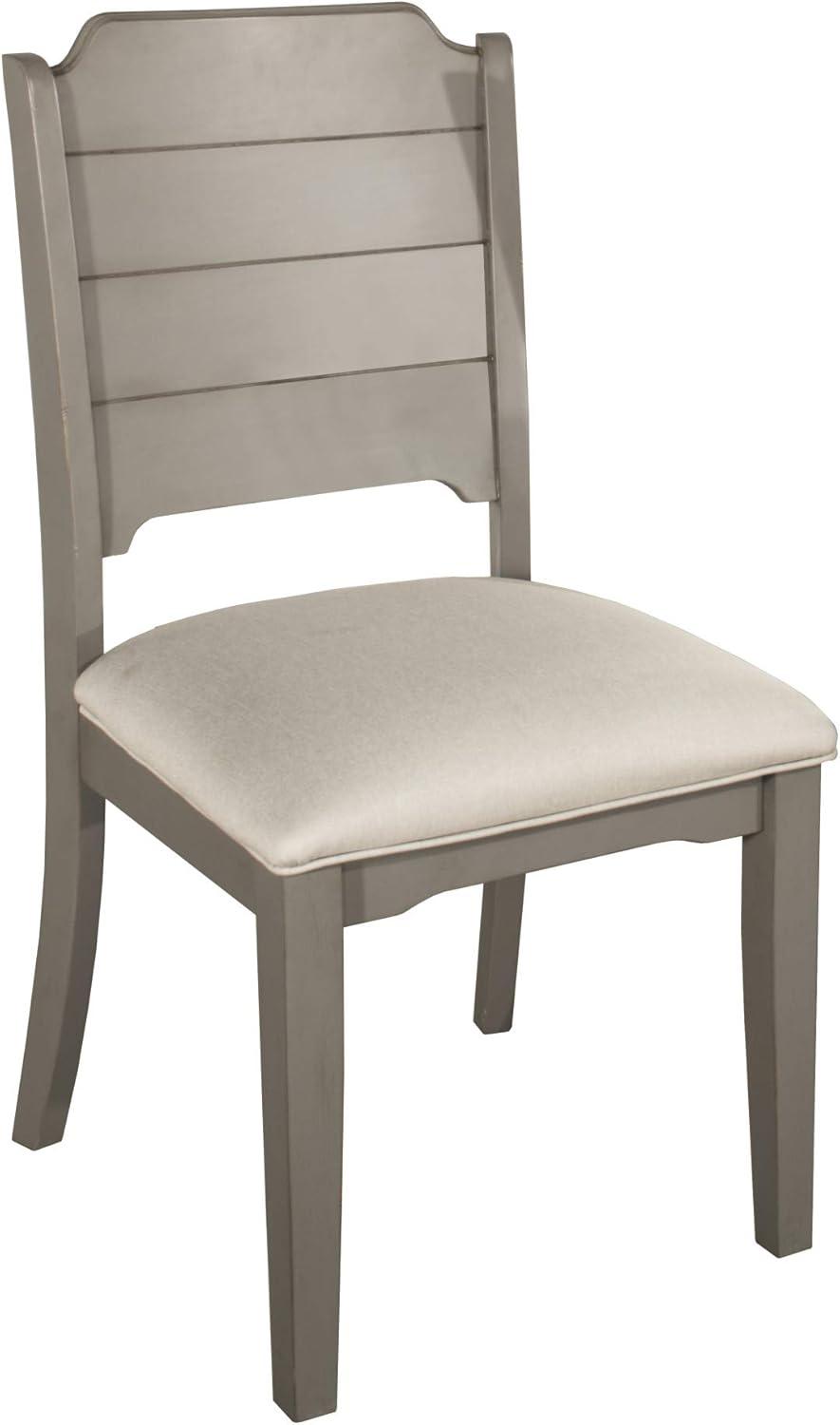 Gray Upholstered Wood Slat Back Side Chair, 37"