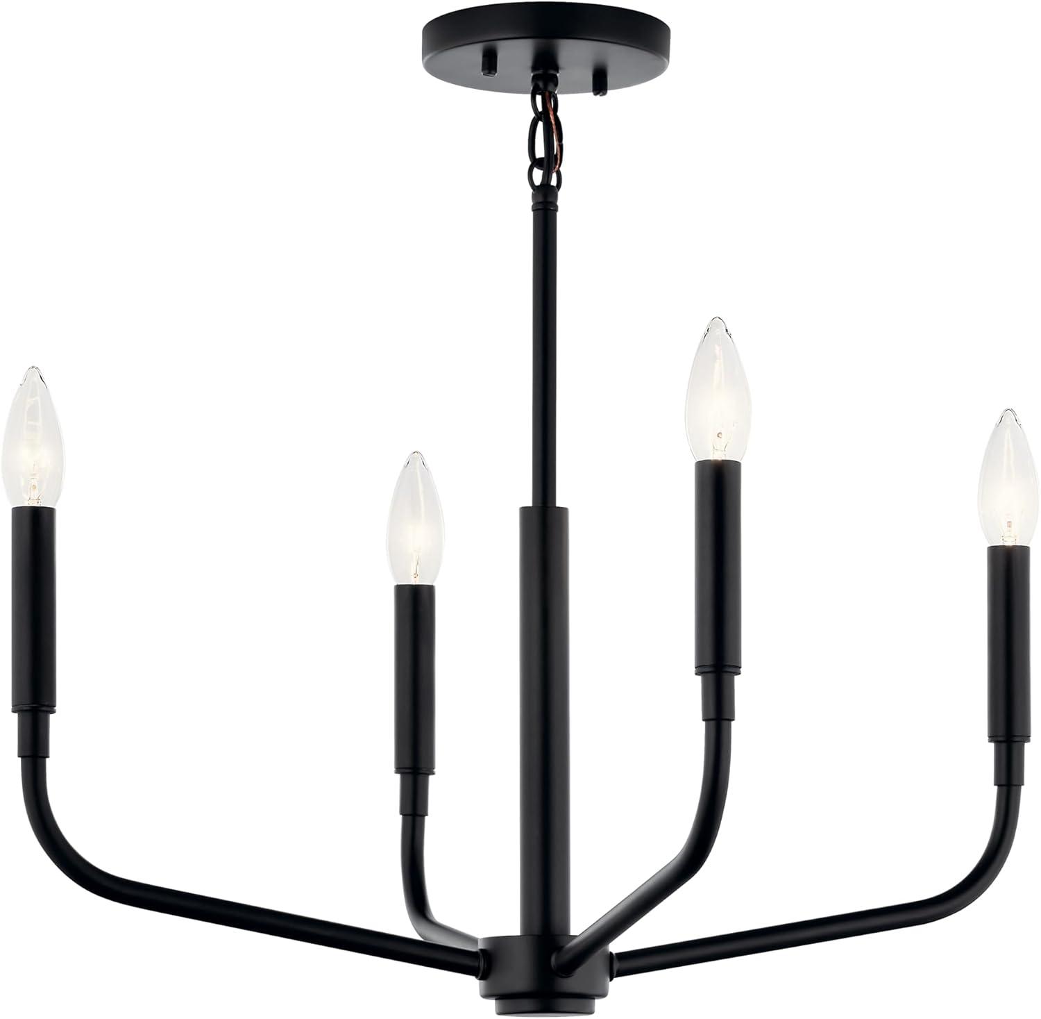 Black Mini 4-Light Candle Chandelier with Incandescent Bulbs