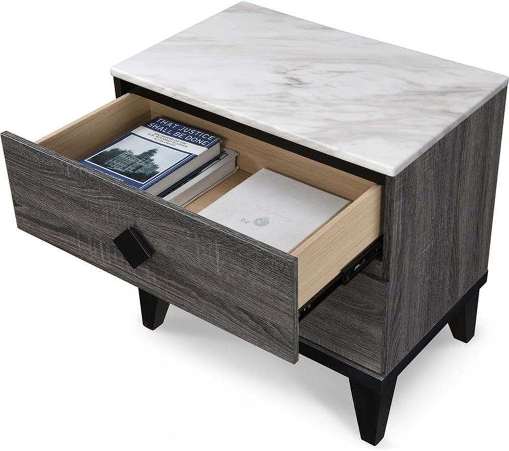 Sutton Micah Modern Side Table with 2-Drawers