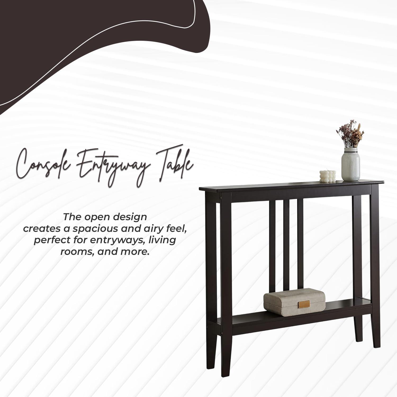 Kings Brand Furniture - Balfour Narrow Console Table with Shelves for Entryway, Hallway, Living Room, or Foyer (Red)