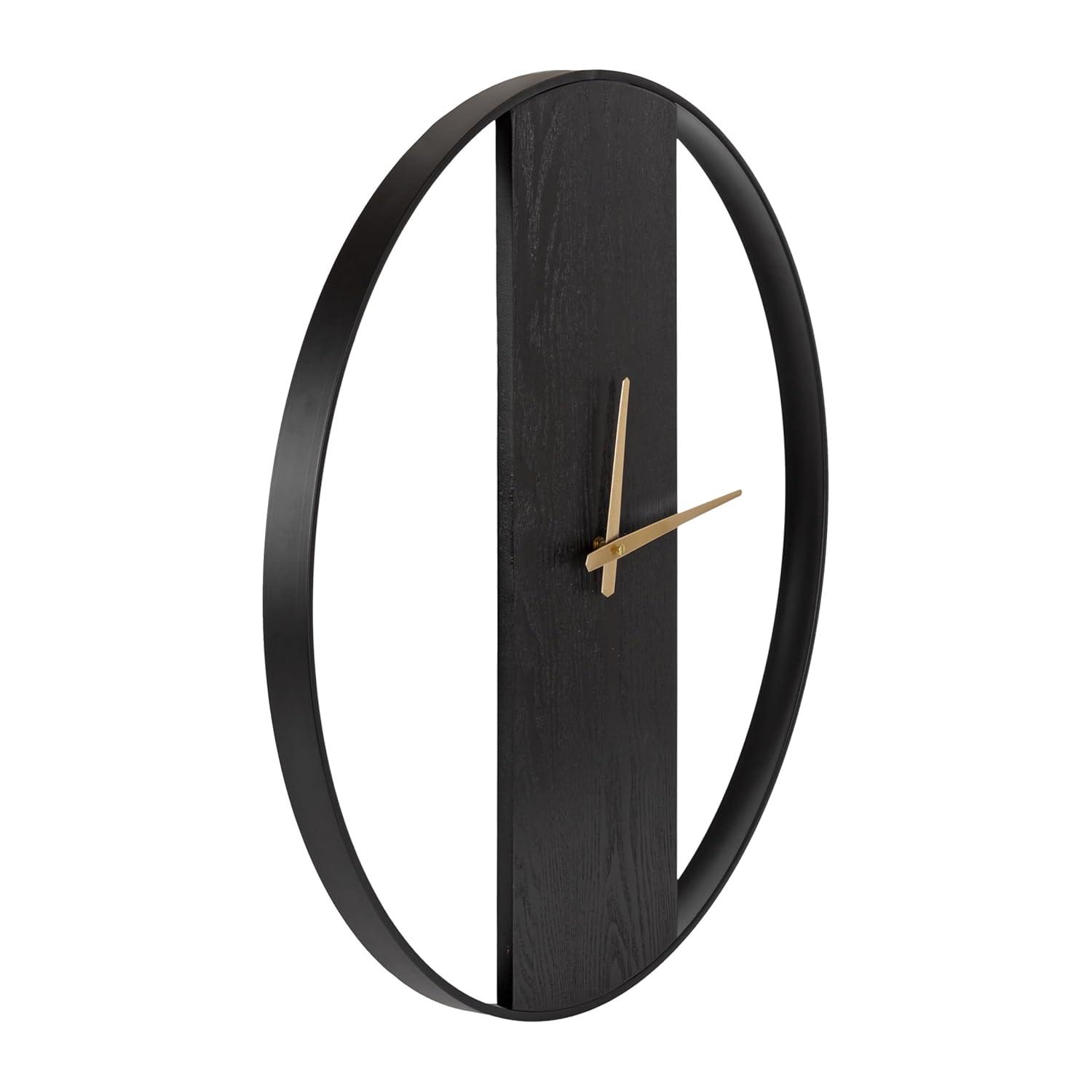 Kate & Laurel All Things Decor 24" Ladd Round Numberless Wall Clock Black