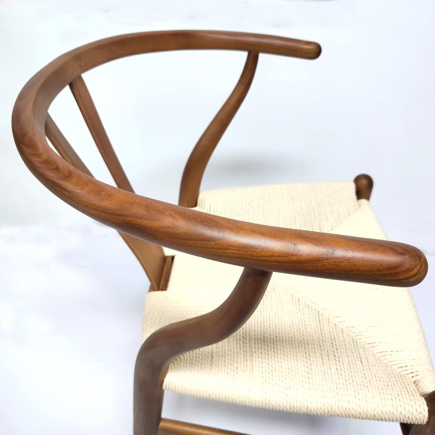 Tomile Walnut Dining Chair, Ash Wood Wishbone Chair for Home and Office