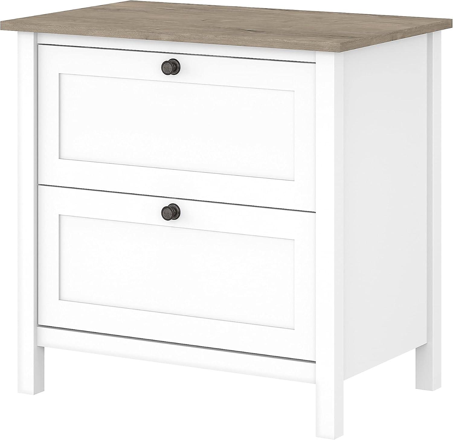 Mayfield 2 Drawer Shiplap Gray and White Lateral File Cabinet