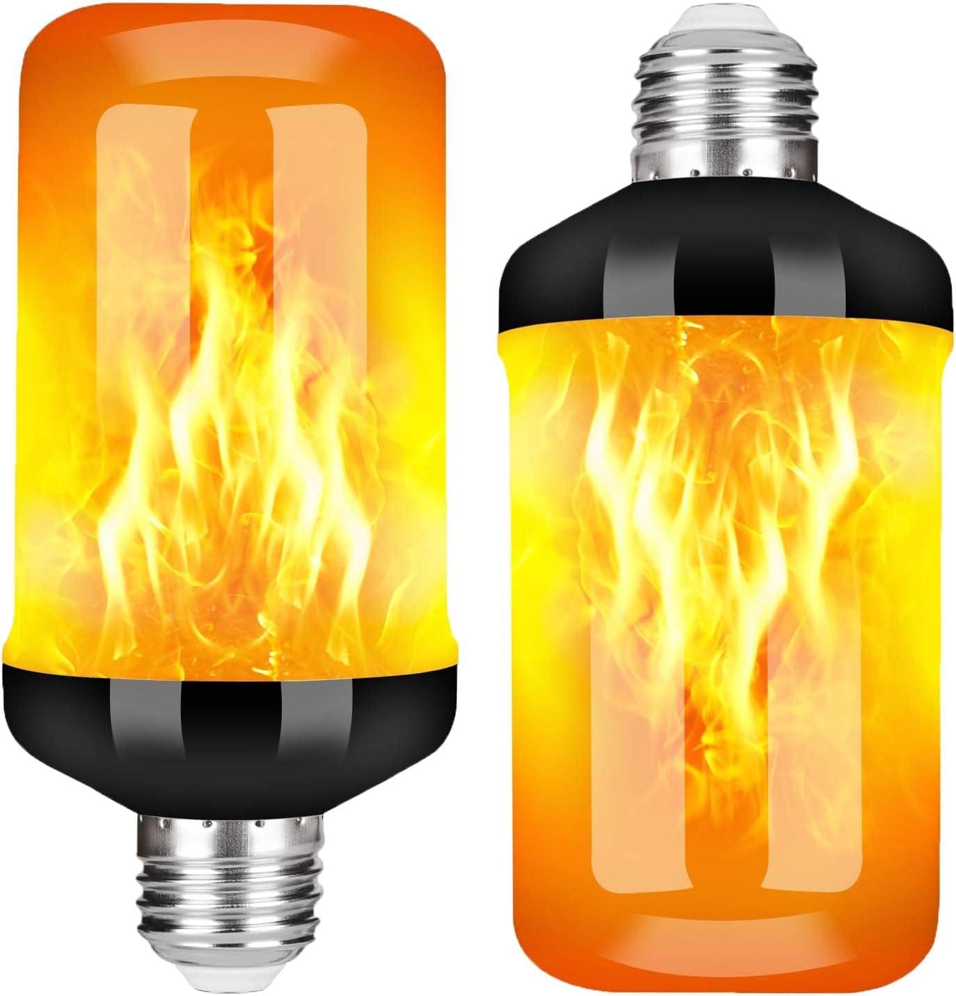 Njide LED Flame Light Bulb, Upgraded 4 Modes Fire Light Bulbs with Upside Down Effect, E26 Base Flickering Light Bulbs for Halloween Decorations, Christmas, Outdoor, Indoor, Home