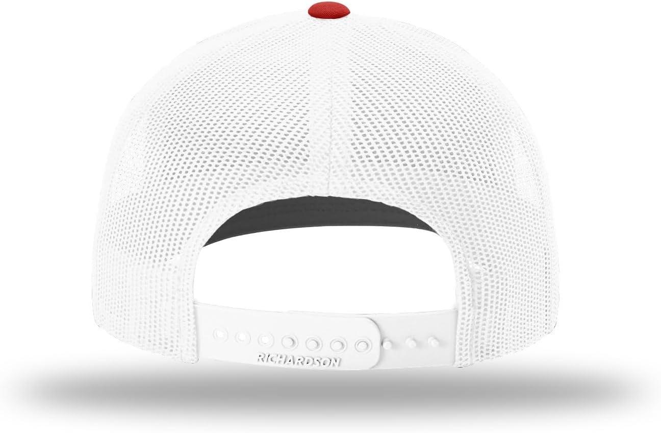Richardson - Adjustable Snapback Trucker Cap - 112 - Red/ White - Size: OSFM