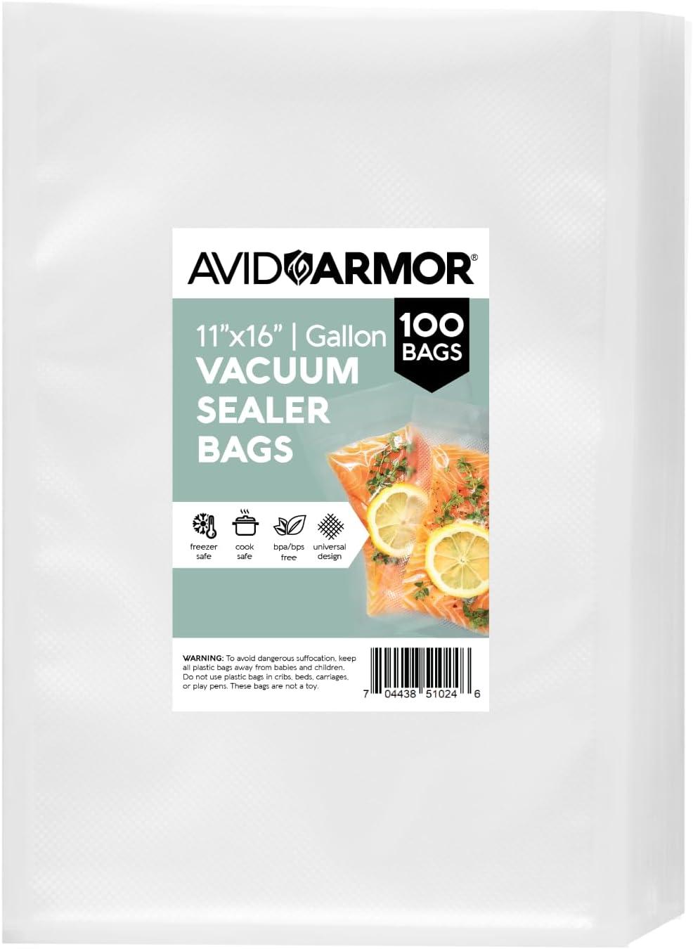 Avid Armor 11" x 16" Vacuum Sealer Bags, Gallon Vacuum Seal Bags, 100 Pack
