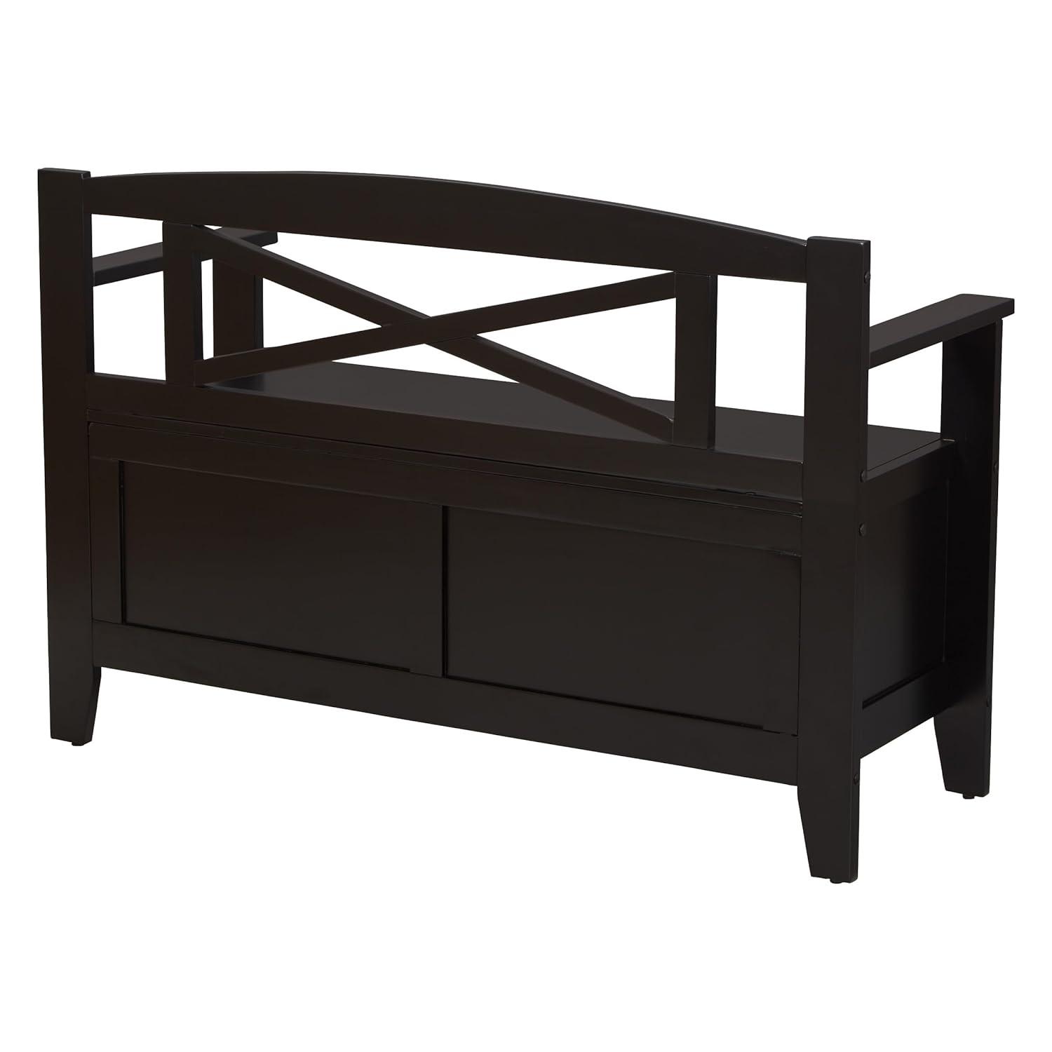 OSP Home Furnishings Metro Solid Wood  Entry Way Bench in Black