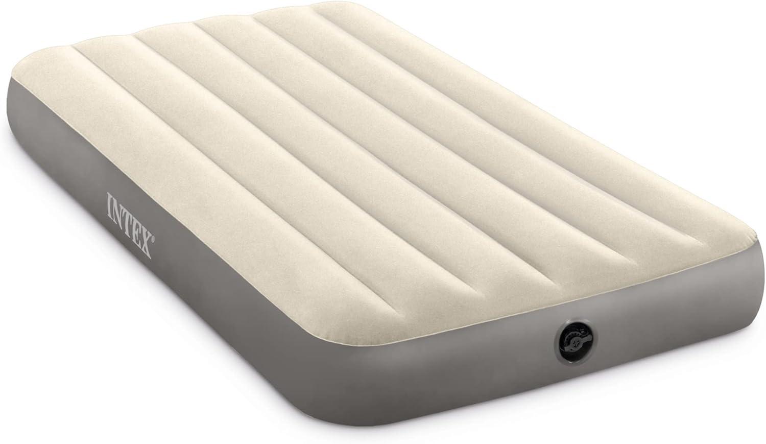 Twin Beige and Gray Inflatable Airbed with Pump