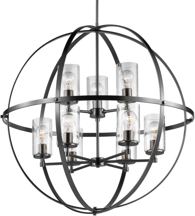 Generation Lighting Alturas 9 -Light Matte Black Modern/contemporary For Use in Dining Rooms, Foyers, Living Rooms Chandelier