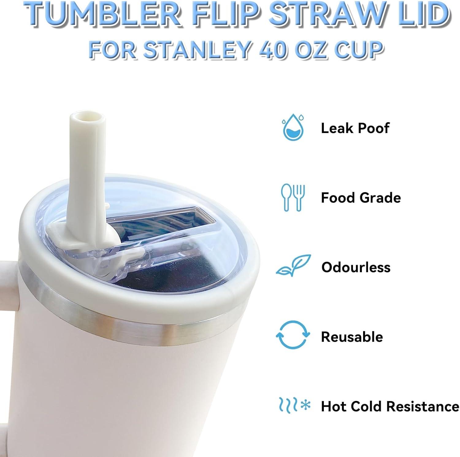 Flip Straw Lid 2 Pack for 40 oz Tumbler - Spill Proof Cover - Splash Resistant - Traveler