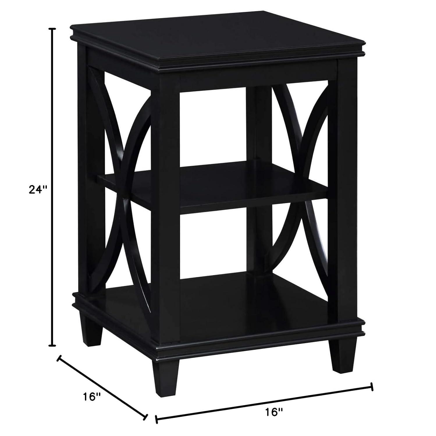 Elegant Florence Black Oak Veneer End Table with Shelves