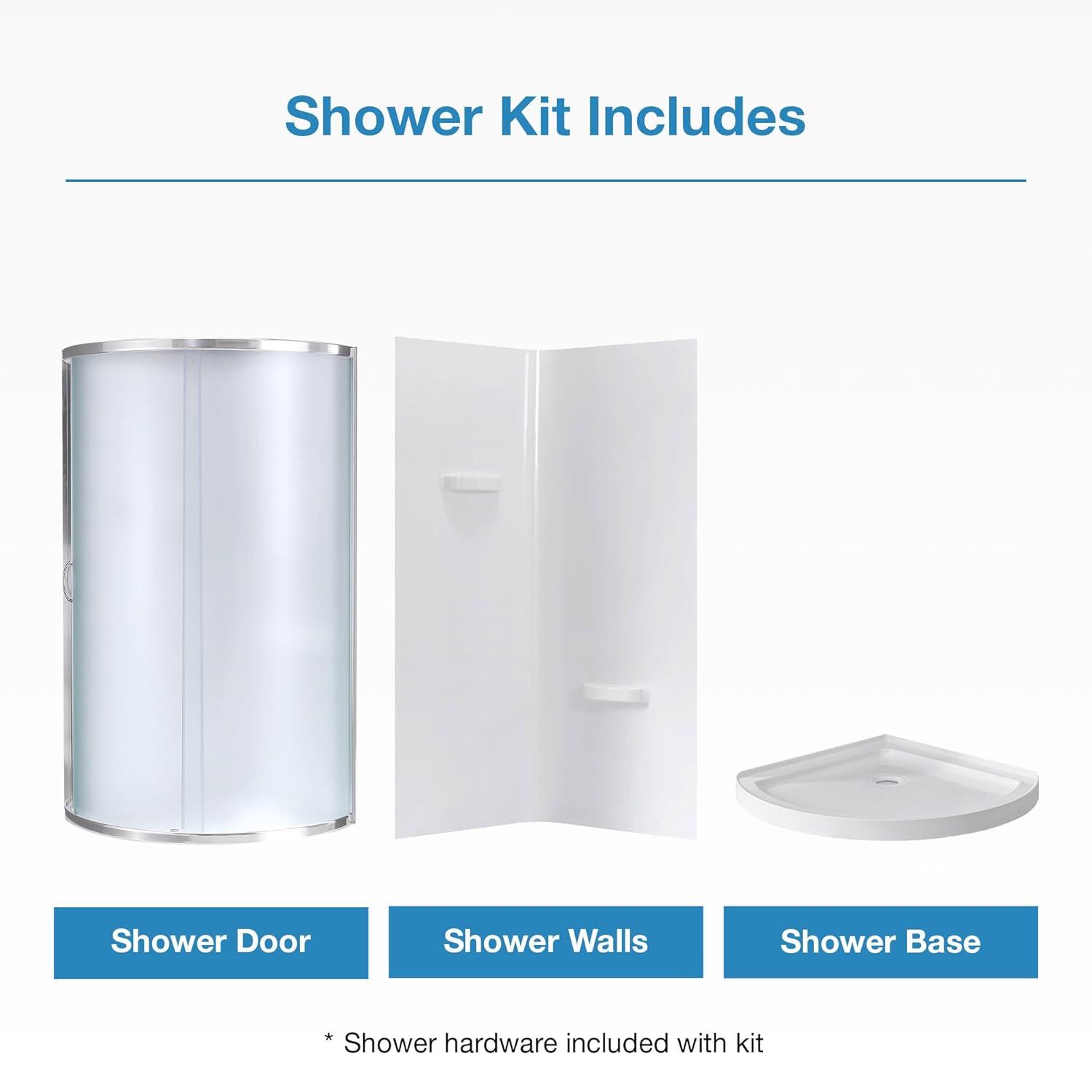 Ove Decors OVE Decors Breeze 35 in. Round Shower Kit w/ Frosted, Base, Wall 15SKA-BREF34-BLKAC