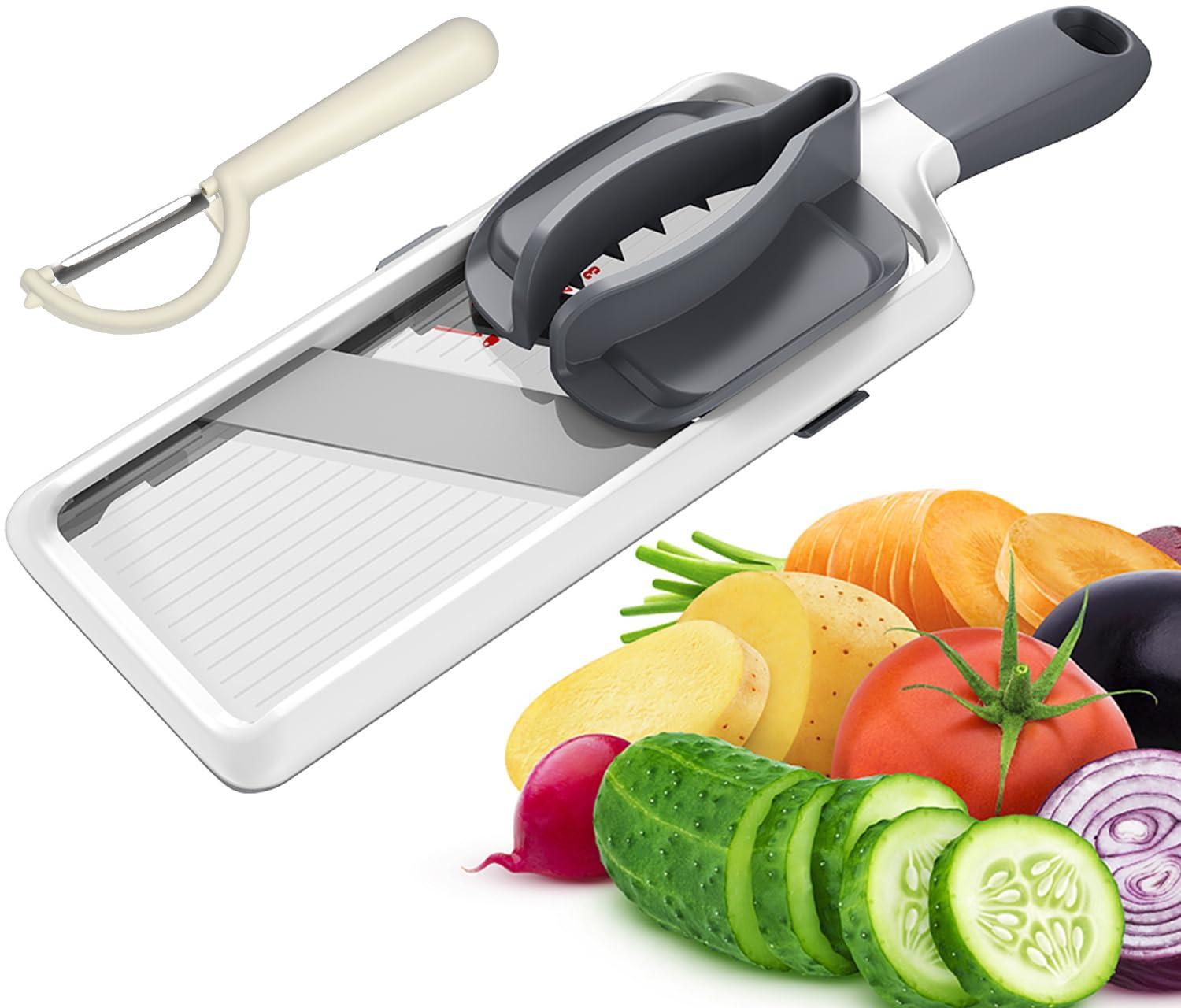 Versatile Handheld Mandoline Slicer - Adjustable Stainless Steel Blade, Ergonomic Grip, Enhanced Safety, Easy to Clean, Perfect for Quick and Precise Slicing of Fruits & Vegetables