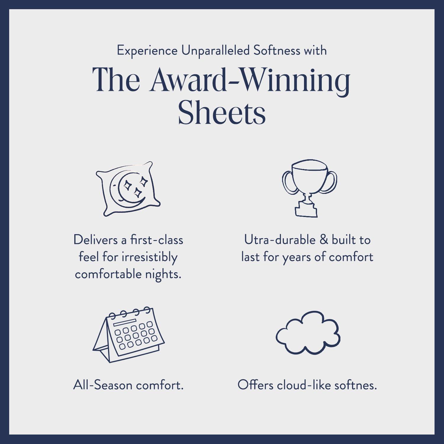 Brooklinen Luxury Sateen 4 Piece King Size Sheets Set in White - 100% Cotton Sateen Sheets - 1 Fitted Sheet, 1 Flat Sheet, 2 Pillowcases