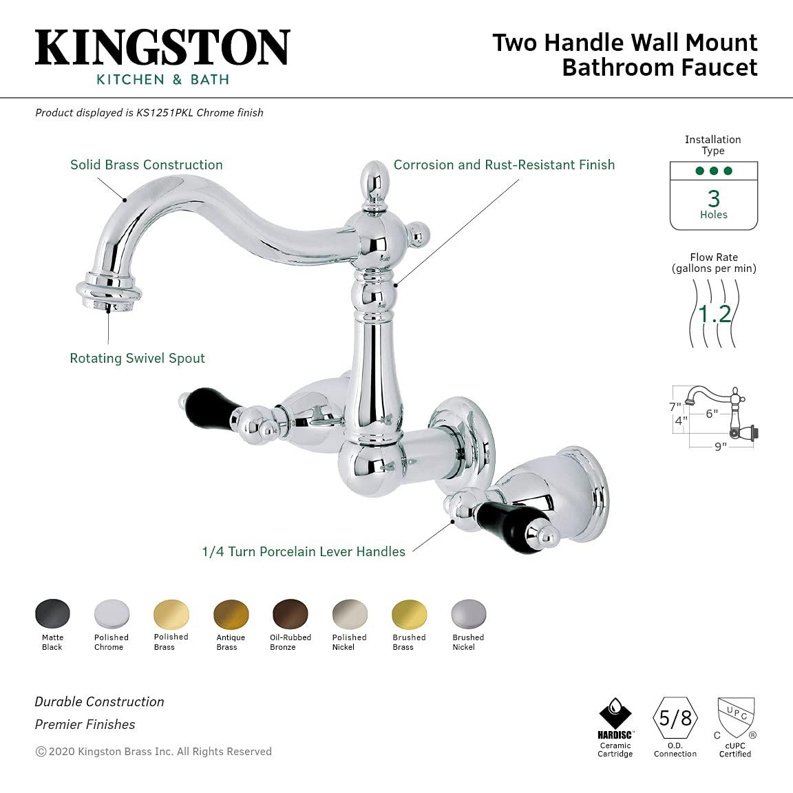 Kingston Brass Kingston Brass Duchess Two-Handle Wall Mount Bathroom Faucet KS1253PKL