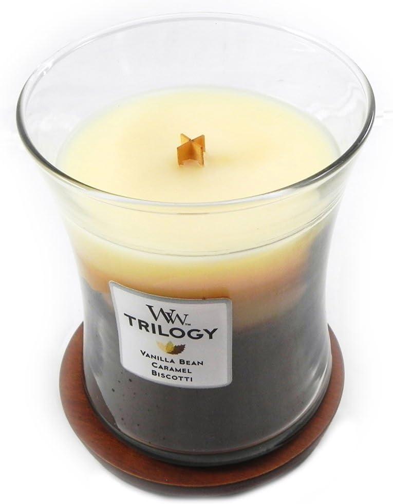 WoodWick Medium Hourglass Trilogy Scented Candle, Café Sweets, 9.7 oz