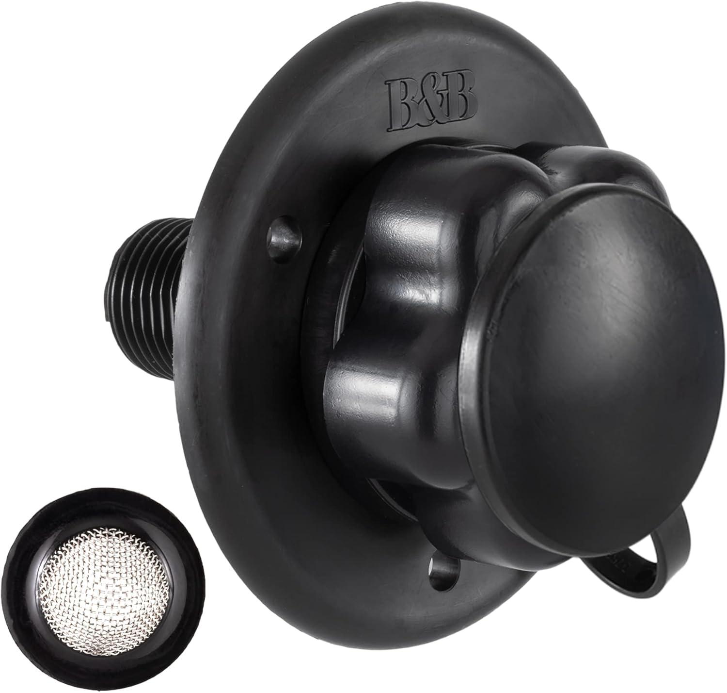 Black Plastic RV City Water Fill Inlet with Check Valve