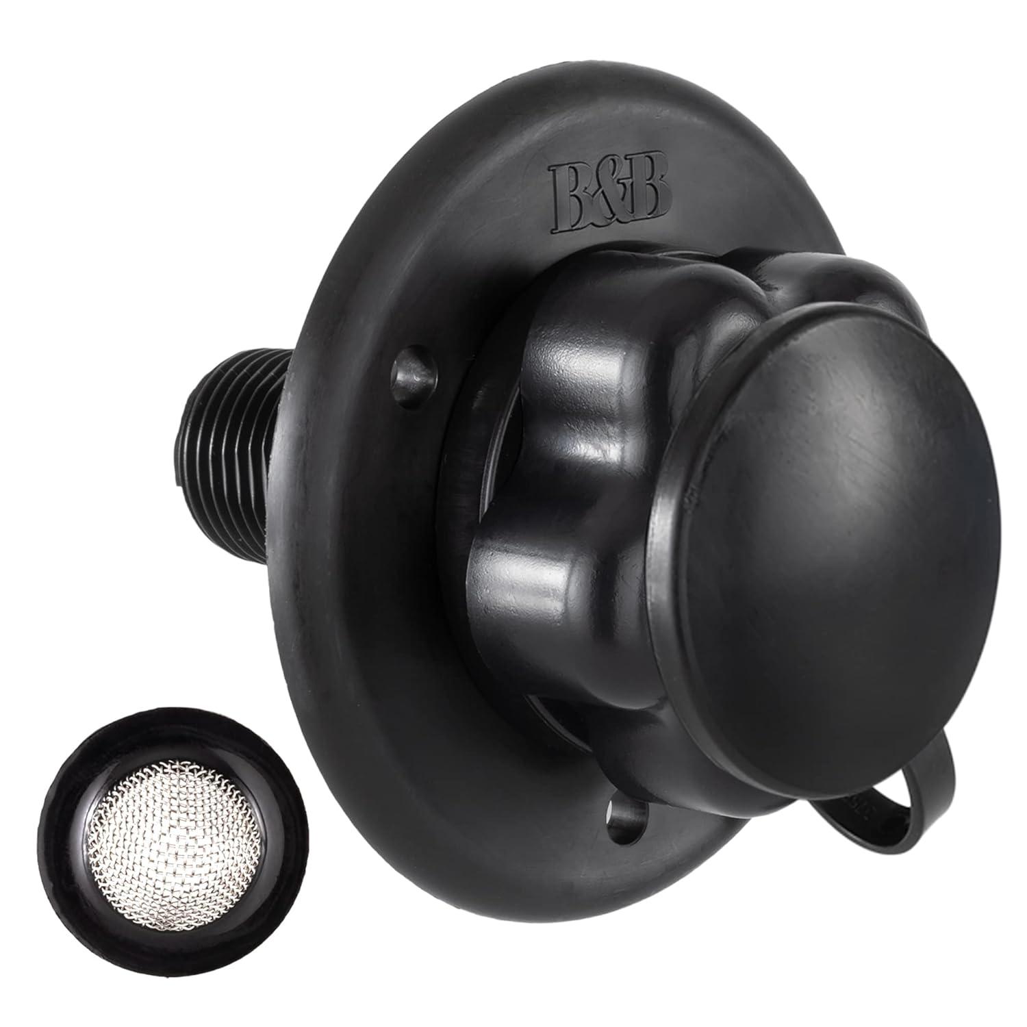 Black Plastic RV City Water Fill Inlet with Check Valve