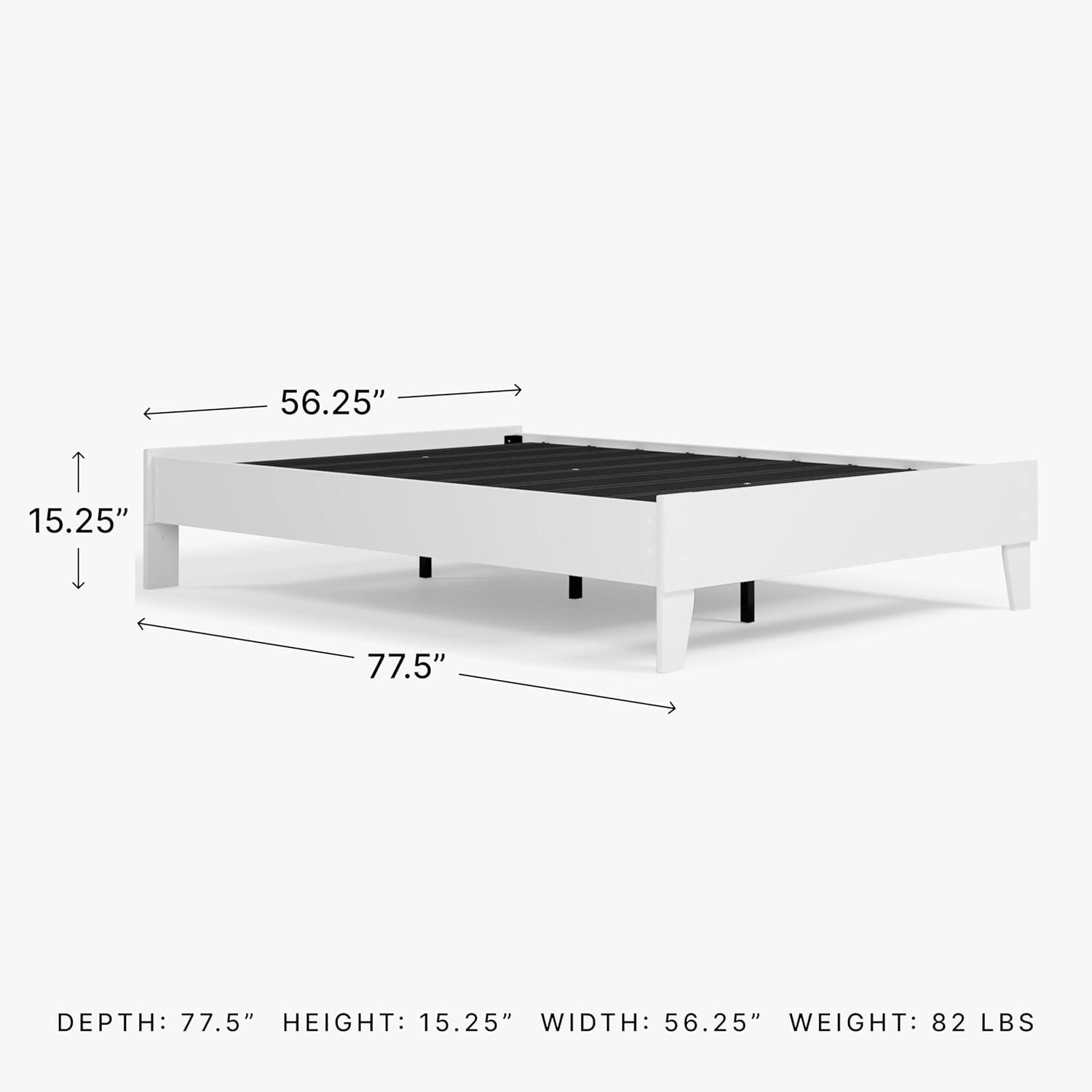 Full Piperton Platform Bed White - Signature Design by Ashley: Modern Style, No Box Spring Needed