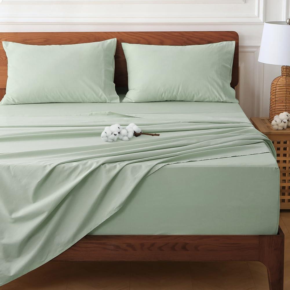 Sage Green King Cotton Deep Pocket Sheet Set