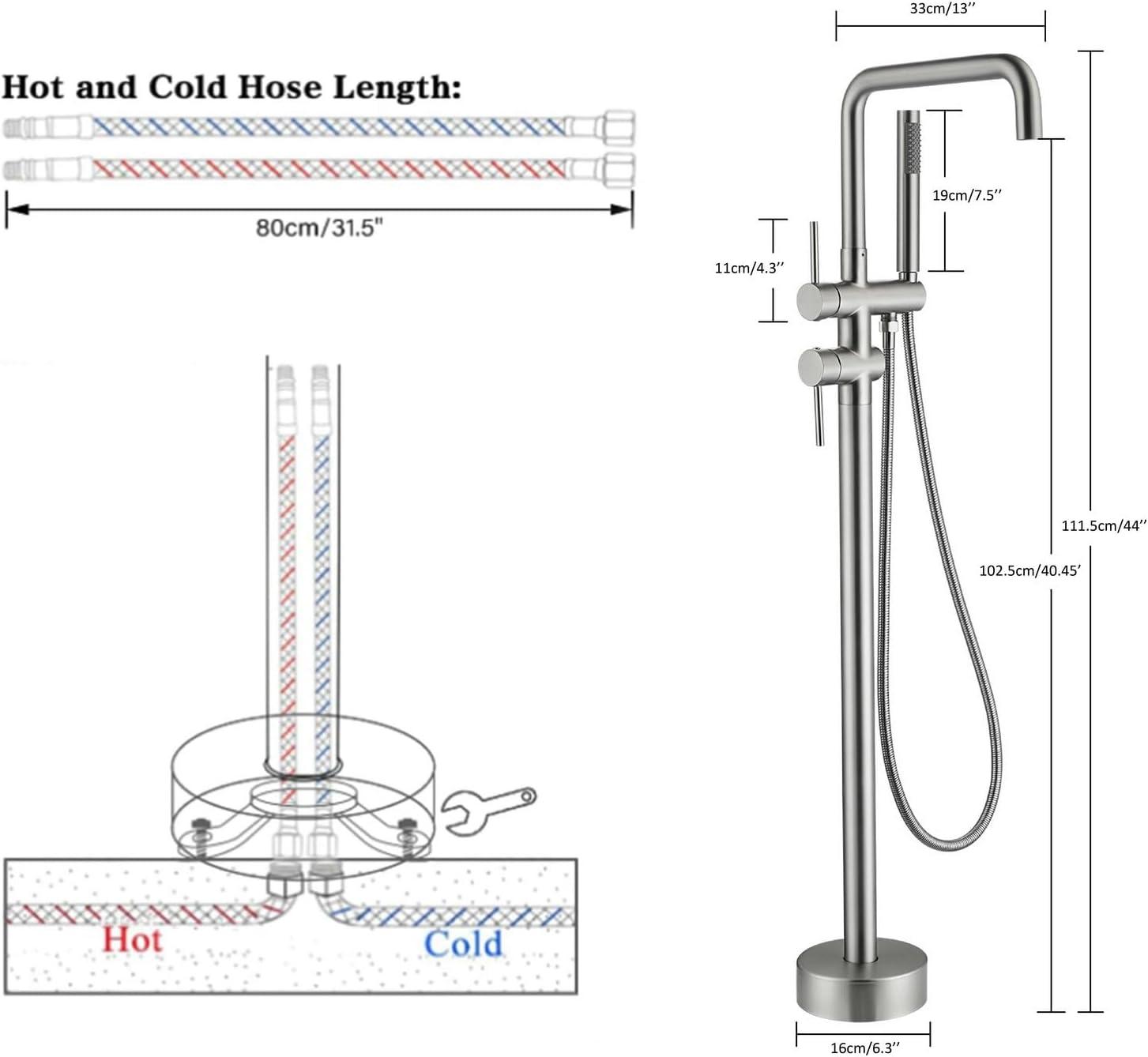 PENGFANG WORLDWIDE LLC Double Handle Floor Mounted Tub Filler With Handshower P017MBTF