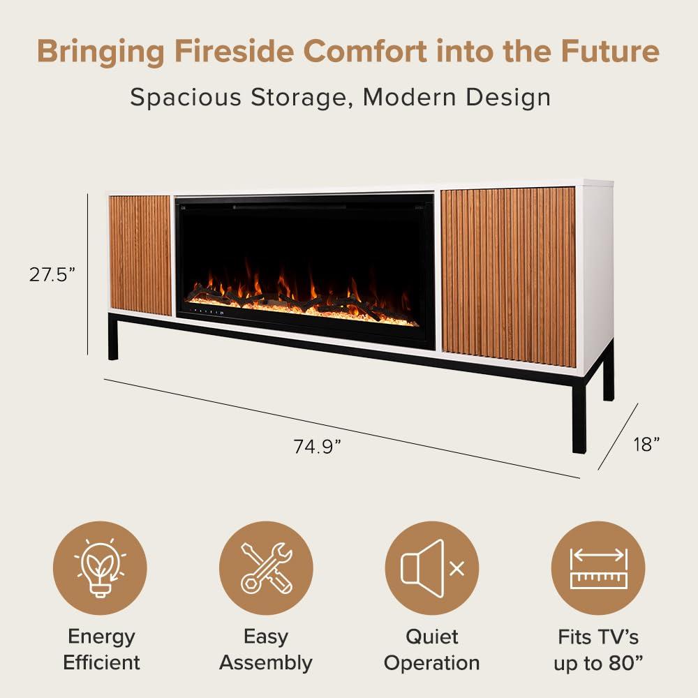 Modern Ember Emory Smart Electric Fireplace Tv Stand | 42” Firebox Heater | With Wi-fi App