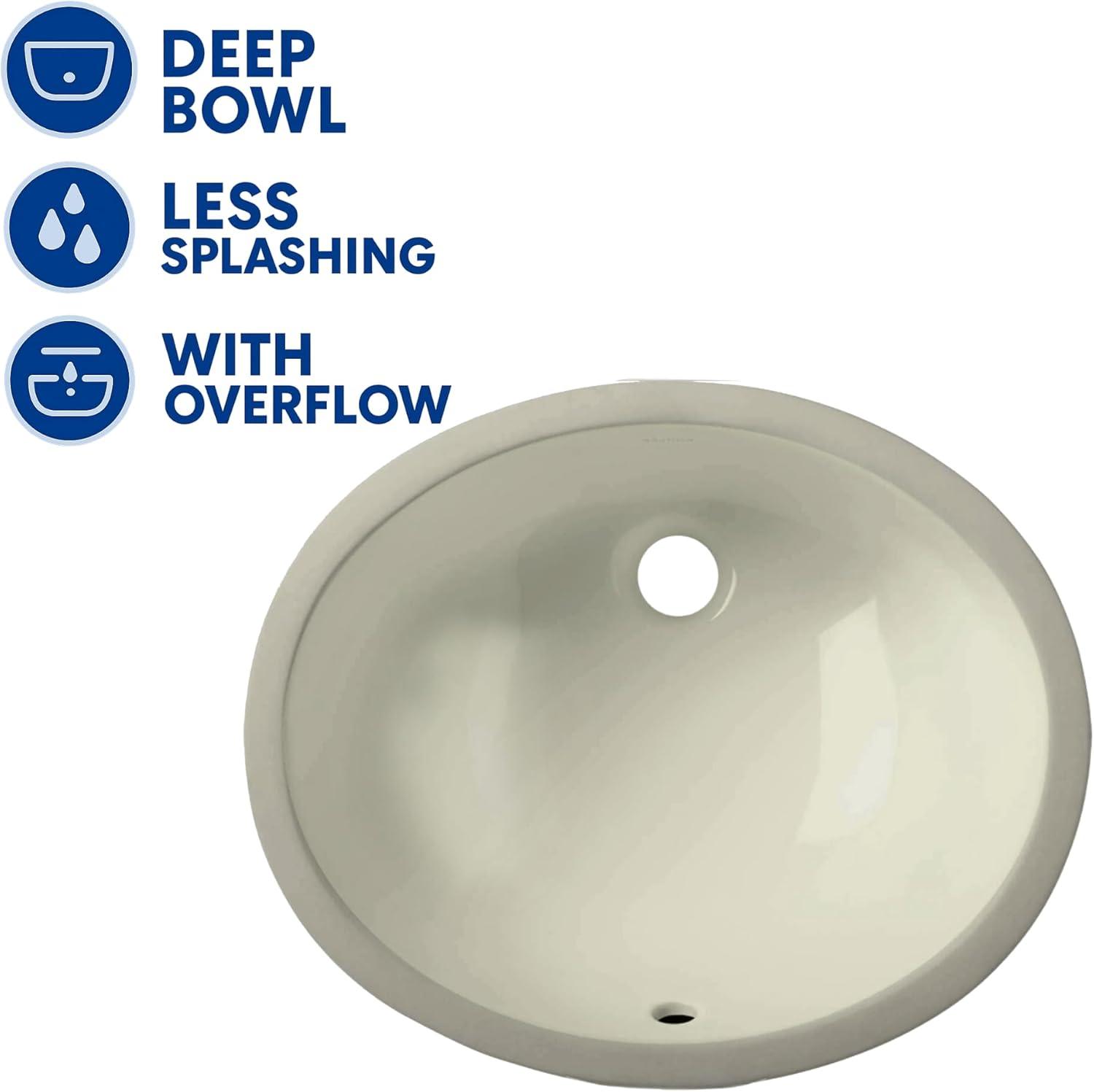 Nantucket Sinks Great Point 13.75'' Vitreous China Oval Bathroom Sink with Overflow