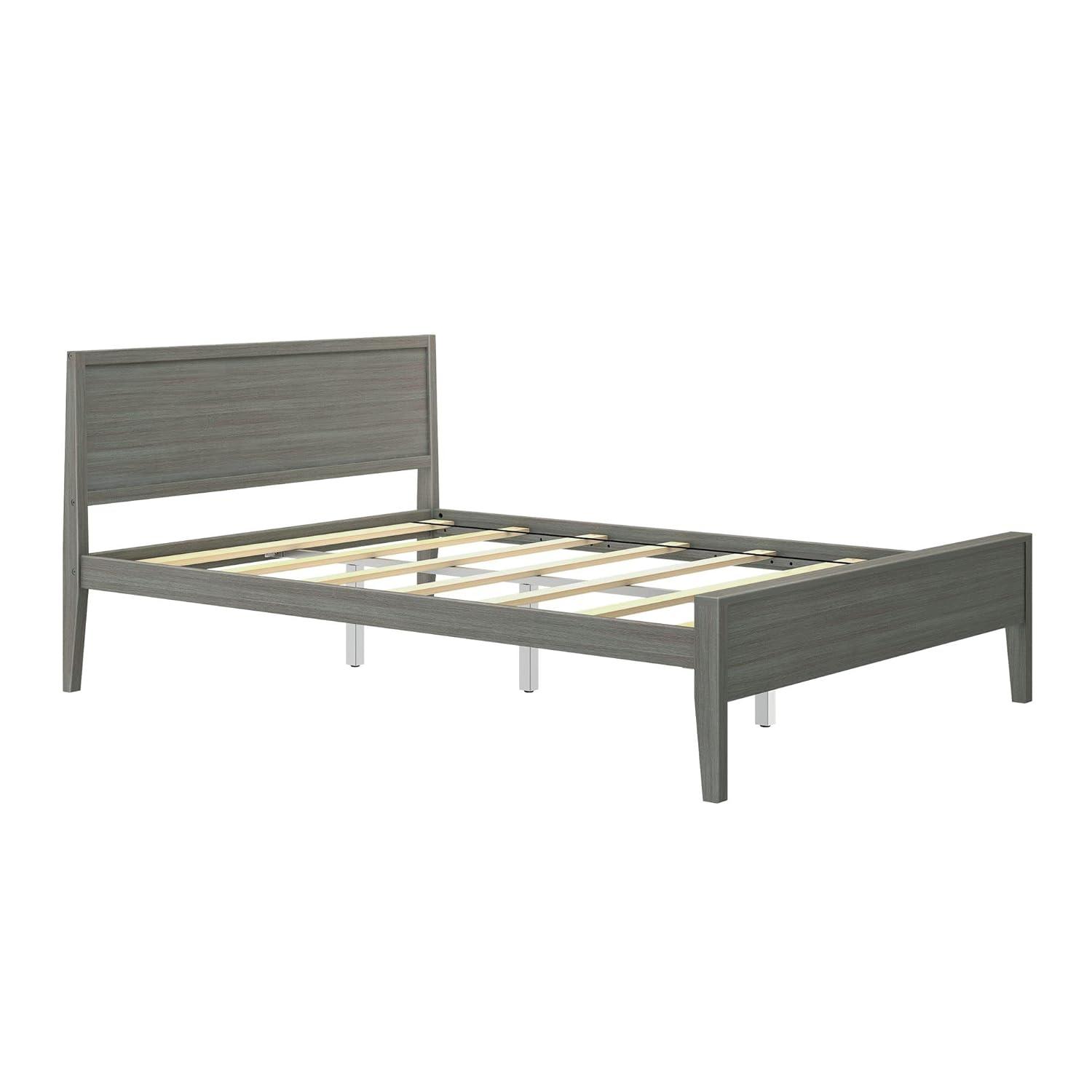 Plank+Beam Solid Wood Queen Bed Frame with Headboard, Modern Platform Bed for Adults