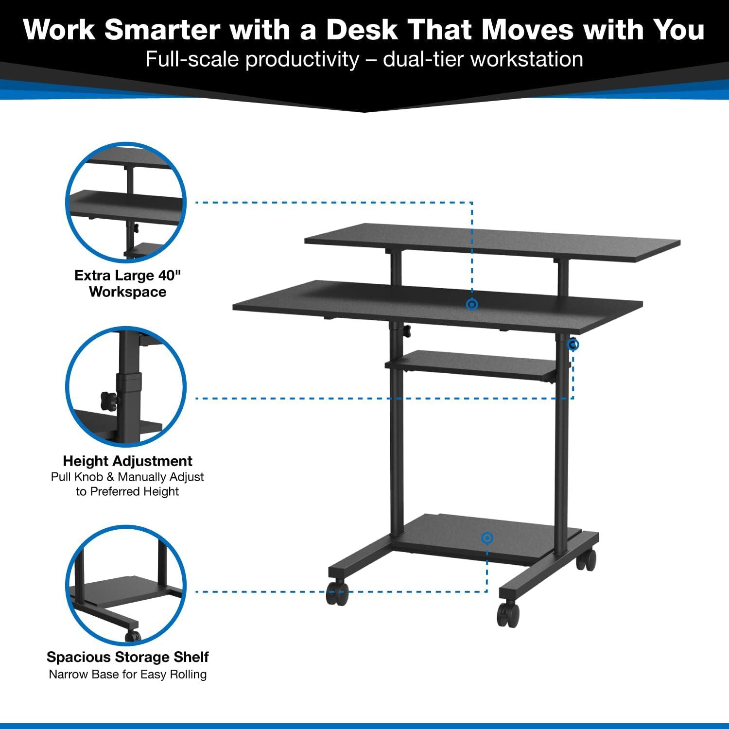 Mount-it Adjustable Metal Base Standing Desk Converter