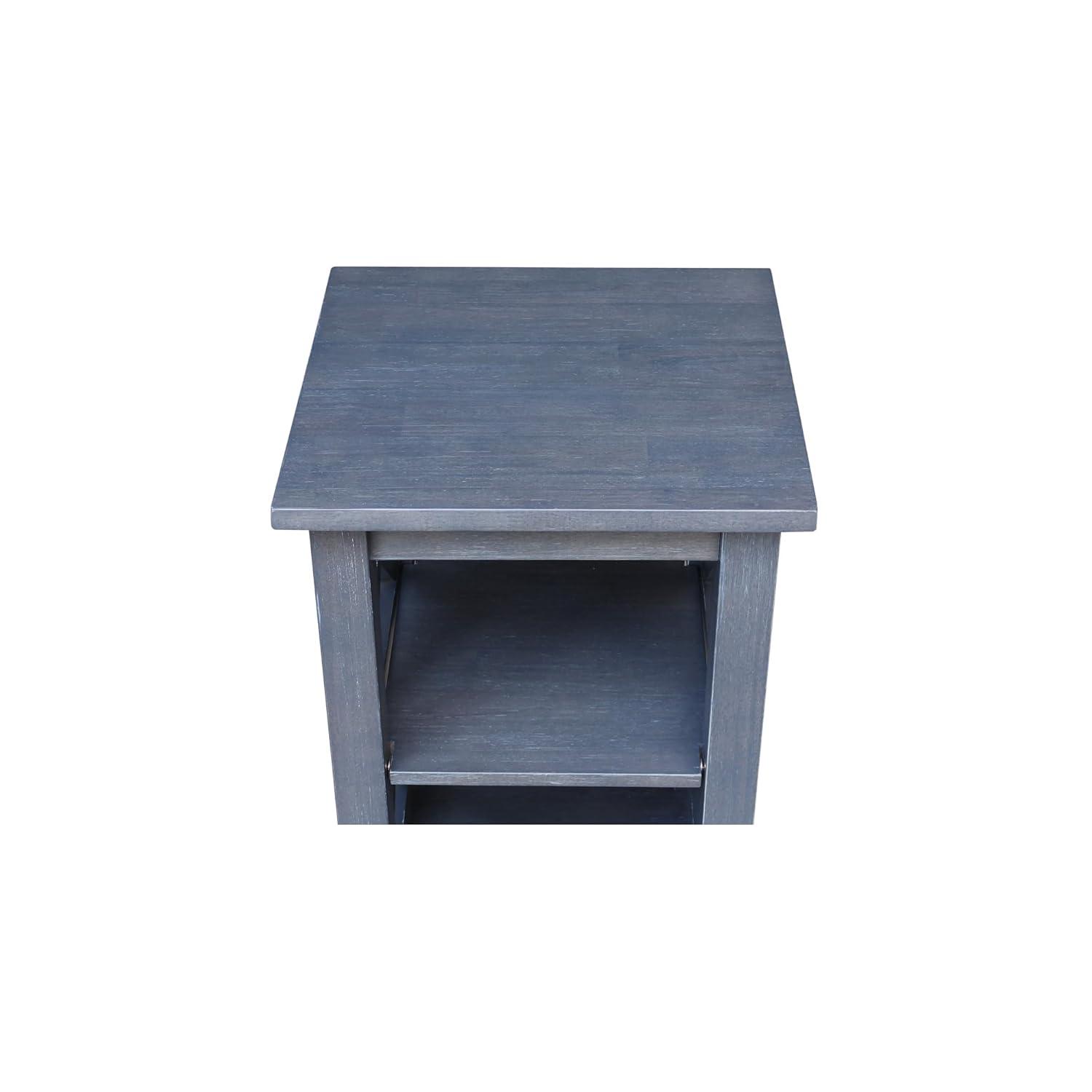 Hampton Accent Table with Shelves Heather Gray/Antique Washed - International Concepts: Solid Wood, Fixed Shelf Storage
