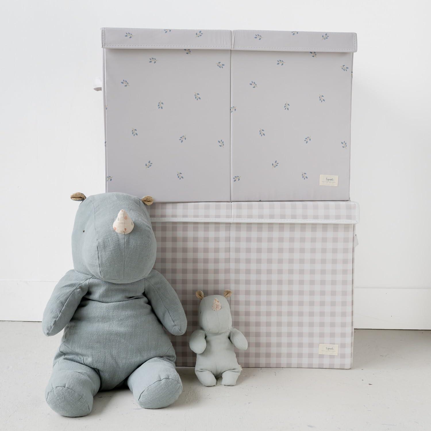 Blueberry Taupe Recycled Fabric Toy Storage Chest with Lid