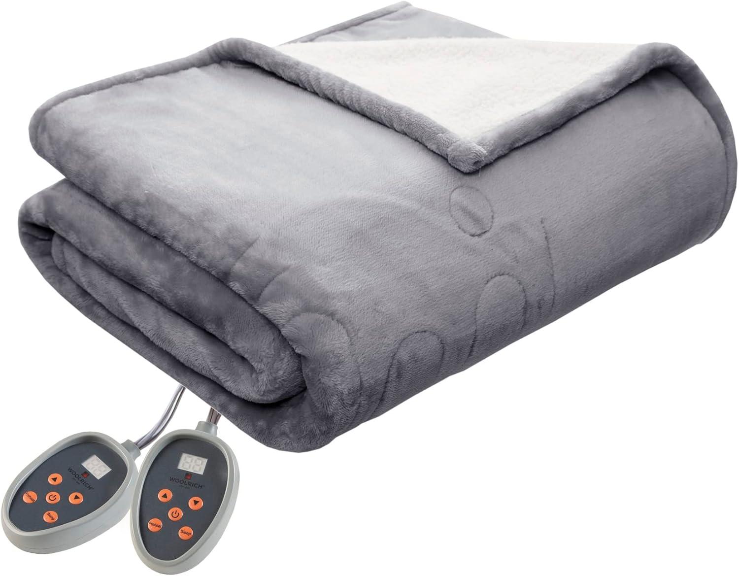 Cozy Comfort Queen-Sized Grey Knitted Reversible Heated Blanket