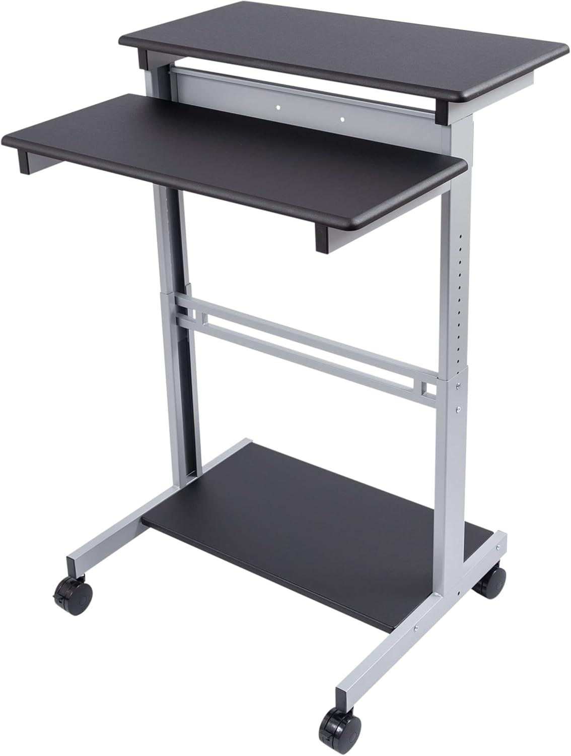 Stand Up Desk Store Rolling Adjustable Height Two Tier Standing Desk Computer Workstation