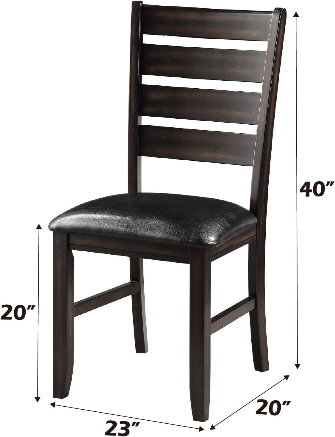 23" Urbana Dining Chair Black PU and Espresso - Acme Furniture: Set of 2, Armless, Linen Upholstery
