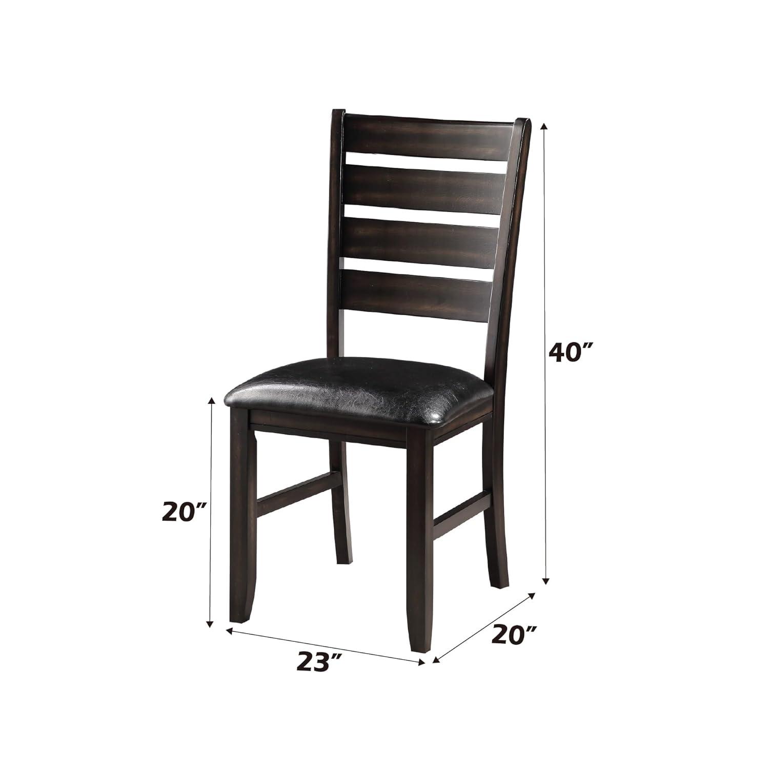 23" Urbana Dining Chair Black PU and Espresso - Acme Furniture: Set of 2, Armless, Linen Upholstery
